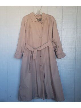 Vintage London Fog by Wamsutta Womens Belted Trench Coat Tan Khaki Long Raincoat